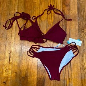 NWT - Cupshe maroon strappy bikini - Size S